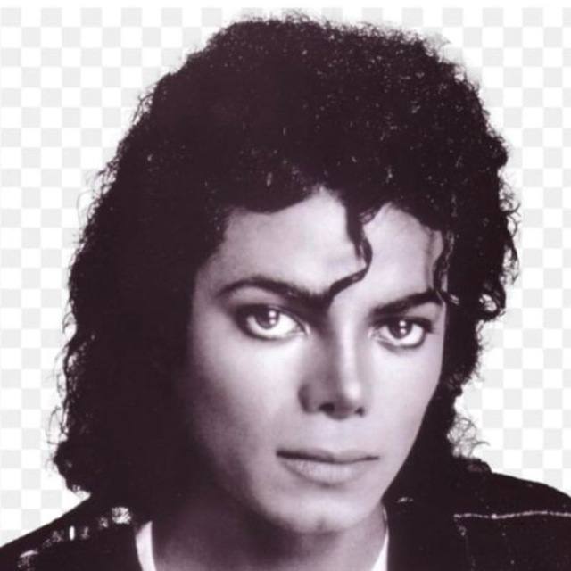 Black-and-white portrait of Michael Jackson